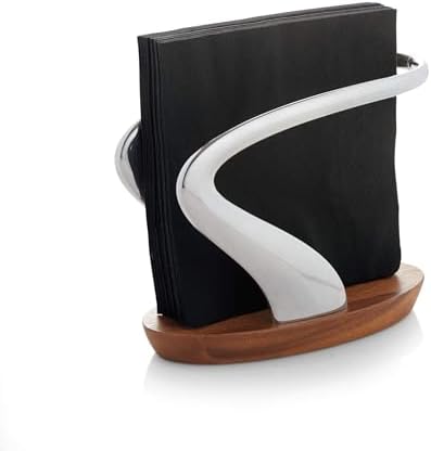nambe Lupo Napkin Holder for Kitchen Countertops | Use for Indoor and Outdoor Dining | Table Top Luncheon Napkin Tray for Parties, Weddings, and Events | Made of Metal Alloy | 7.5in - Image 2