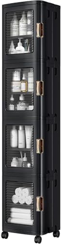 VECELO 4-Tier Narrow Storage Cabinet with Wheels, Black by VECELO