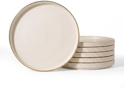 famiware Star 10/8 inches Salad Plates Set for 6, Cream by Famiware