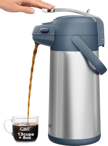 GiNT 101oz Airpot Coffee Dispenser with Pump, Insulated Coffee Carafe for Hot Liquids, Stainless Steel Vacuum Insulated Pump Dispenser for Hot/Cold Beverages, Home Office Commercial Outdoor Use(3L) by WelcometoGiNT