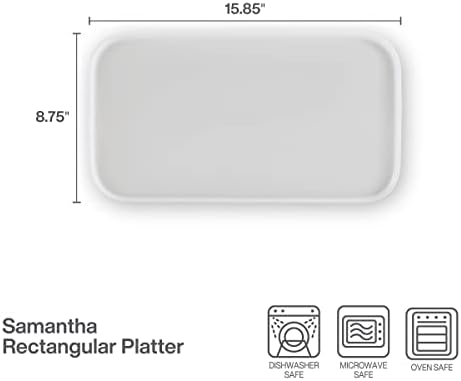 Mikasa Samantha Rectangular Bone China Lightweight Chip Resisant Serving Tray, 15.85 Inch, White - Image 3