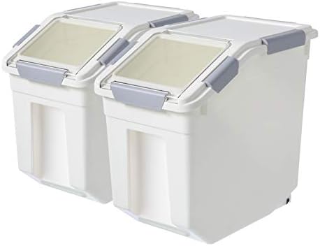 CITY BABY 2 Pack Airtight Flour Storage Container With Scoop,Dry Food, Sugar, Baking Supplies,Rice Container Set -BPA Free- Pet Food Storage Container,Dog Cat Birds Food Bin(30LB) by CITY+BABY