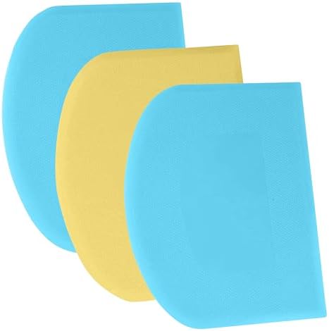 SURDOCA Dough Scraper Bench Scraper - 3P 9.5x6.1" Plastic Flexible Bowl Scraper, Sharp Edge & Angles Cake Scraper. Non-Slip Bakeware Decorating Tools Sculpting & Modeling Tools - Blue+Yellow+Blue by SURDOCA
