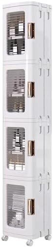 VECELO 4-Tier Narrow Storage Cabinet with Wheels, White by VECELO