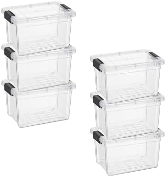 Superio 1.4 Quart Mini Clear Plastic Storage Container with Lid, Stackable Small Organizer Box for Crayons, Art Supplies, Beads, Sewing, Stationery & Food Storage, 6 Pack by Superio