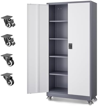 Letaya Metal Garage Storage Cabinets with Lock Door and Adjustable Shelves, Steel Tool Cabinets for Home,Office,Warehouse Organisieren (Grey White, 74.41" H) by LetayaMetalCabinets