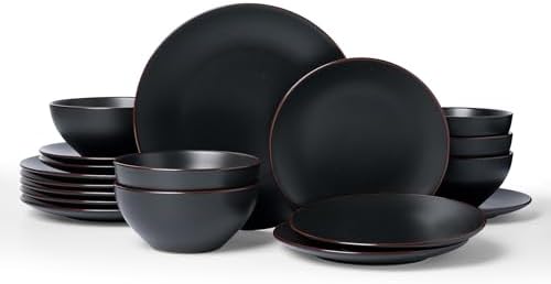 Famiware Venus Ceramic Plates and Bowls Sets, Speckled Dinnerware for 6 by Famiware