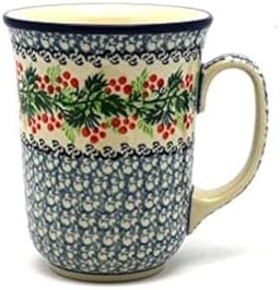 Polish Pottery Mug - 16 oz. Bistro - Holly Berry by Polish+Pottery+Gallery
