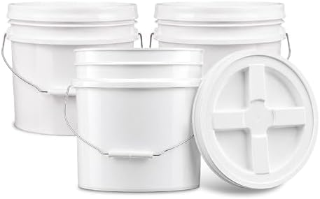 ePackageSupply 3.5 Gallon Bucket, Food-Grade w/Lid, BPA-Free,White, 3 Packs by ePackageSupply