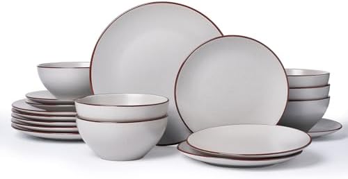 Famiware Venus Ceramic Plates and Bowls Sets, Speckled Dinnerware for 6 by Famiware