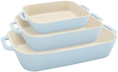 Staub Ceramic 3-pc Rectangular Baking Dish Set - Macaron Pastel Blue by Unknown