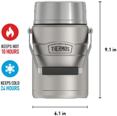 THERMOS Stainless King Vacuum-Insulated Food Jar Matte Steel | With Storage Containers | Built-in Handle | 47 Ounce | Pack of 4 - Image 6