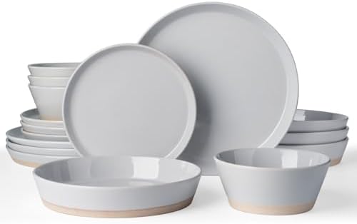Famiware Saturn Stoneware Dinnerware Set with Pasta Bowl, 16pc Dishes for 4 by Famiware