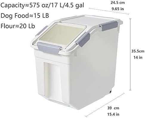 LISM 2 Pack Dog Food Storage Container with Scoop,Large Airtight Pet Dog Food Bin,Container for Dog Treats Rice,Dog Cat Dry Food Bin,Baking Supplies,Flour,Rice,Kitchen Pantry Cereal(15 LB) - Image 6
