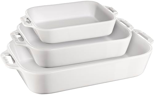 Staub Ceramic 3-pc Rectangular Baking Dish Set - White by ZWILLINGUSA