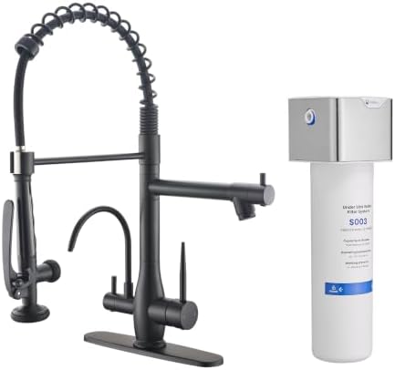 GIMILI Black 3 in 1 Commercial Kitchen Faucet with Water Filter System by MoreChoicesForYourDreamHome