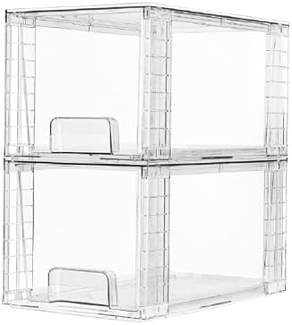 Vtopmart 2 Pack Large Stackable Storage Drawers, Clear by Vtopmart