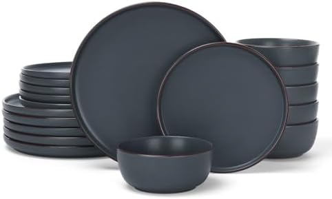 Famiware Mercury 18-Piece Stoneware Dinnerware Set, Charcoal by Famiware