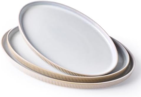 famiware Large Serving Platters Set of 3 Sizes - Oval, Cappuccino White by Famiware