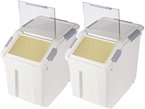 EonTone [2-Pack] 30 lbs Flour Storage Container, 25L Airtight Food Bin with Wheels BPA-Free by EonTone