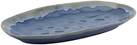Tabletops Gallery Tuscan Collection Reactive Glaze 3 Piece Oval Stoneware Serving Trays Platters Kitchen Serveware, Blue Teal Green Brown - Image 6