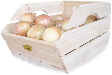 Wood Potato Onion Storage Bins - Wooden Stackable Produce Basket - Fruit Vegetable Storage for Kitchen Pantry Organization, Set 3 Pieces - Image 4