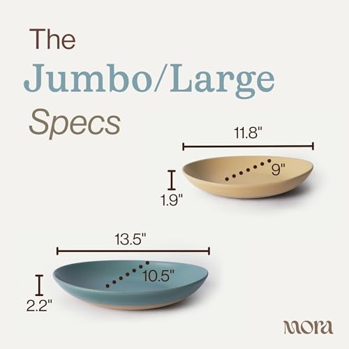 MORA Jumbo and Large Serving Dishes Set of 2, 13 inch and 12 inch Ceramic Pottery Oval Platters - Microwave, Oven and Dishwasher Safe - Iris & Merrigold - Image 2