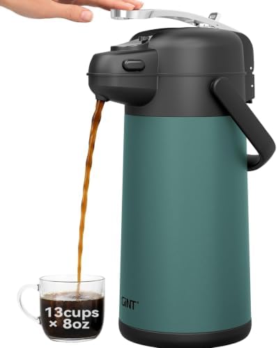 GiNT 101oz Airpot Coffee Dispenser with Pump, Insulated Coffee Carafe for Hot Liquids, Stainless Steel Vacuum Insulated Pump Dispenser for Hot/Cold Beverages, Home Office Commercial Outdoor Use(3L) by WelcometoGiNT