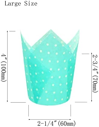 QLSmypkg Large Muffin Greaseproof paper Baking cupcake cups, 2-1/4" x 4" Blue printed with Polka Dot Tulip Baking Cup(Large) (125pcs) - Image 2