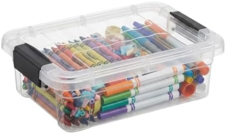 Superio 0.7 Quart Mini Clear Plastic Storage Container with Lid, Stackable Small Organizer Box for Crayons, Art Supplies, Beads, Sewing, Stationery & Food Storage, 8 Pack by Superio