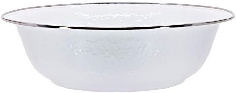 Golden Rabbit Enamelware Serving Basin, 4 quart, Solid White Textured - Image 2