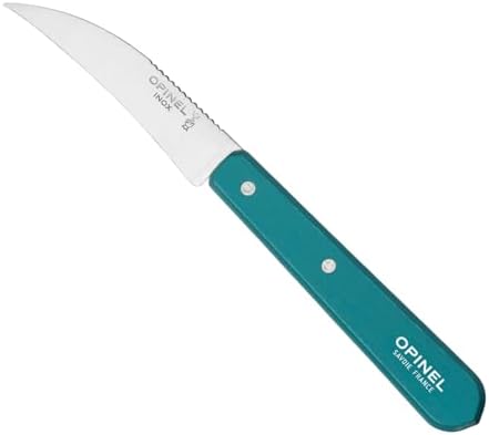 OPINEL Les Essentials - Small Kitchen 4 Piece Knife Set - Paring, Serrated, Peeler, Vegetable Knife, Corrosion Resistant High Carbon Steel, Made in France (Art Deco) - Image 6