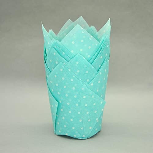 QLSmypkg Large Muffin Greaseproof paper Baking cupcake cups, 2-1/4" x 4" Blue printed with Polka Dot Tulip Baking Cup(Large) (125pcs) - Image 5