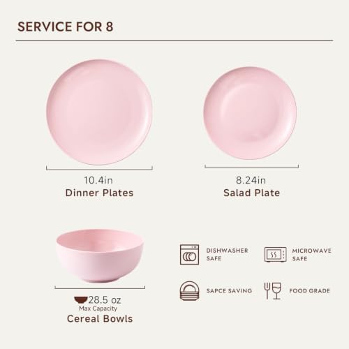 KINGSTONE 24-Piece Bone China Dinnerware Set for 8, Sakura Pink - Image 3