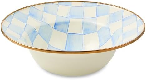 MACKENZIE-CHILDS Enamel Serving Bowl, Light-Blue-and-White Sky Check by Unknown