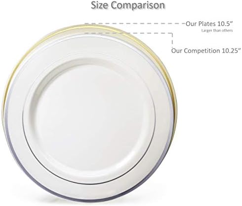 OCCASIONS 240 Plates Pack,(120 Guests) Heavyweight Premium Wedding Party Disposable Plastic Plates Set -120 x 10.5'' Dinner + 120 x 7.5'' Salad/Dessert (Celebration in White & Silver) - Image 6