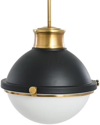 Cameron - 2-Tone Metal and Frosted Glass Ceiling Light, Matte Black and Natural Brass by RobertStevensonLighting