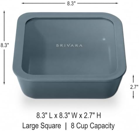 Glass Food Storage Container & Lid, 8-Cup Square, Dusk - Image 2