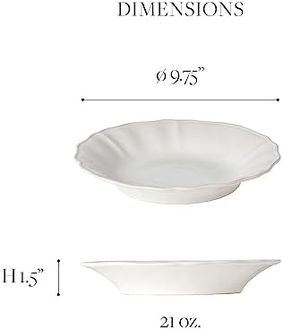 Costa Nova Ceramic Stoneware 10'' Soup Pasta Plate - Alentejo Collection, White | Microwave & Dishwasher Safe Dinnerware | Food Safe Glazing | Restaurant Quality Tableware - Image 2