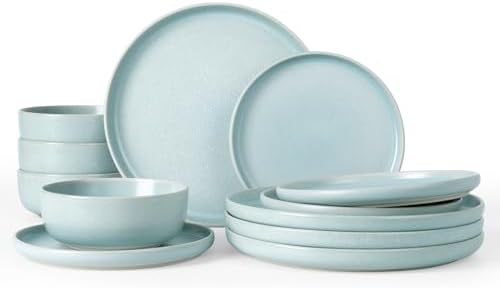 Famiware Milkyway 12-Piece Stoneware Dinnerware Set, Light Blue by Famiware