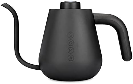 Soma Stainless Steel Gooseneck Coffee & Tea Kettle, Black, 1 Liter, Stovetop by SomaWaterInc