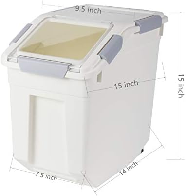 EonTone [2-Pack] 30 lbs Rice Storage Container, 15L Airtight Food Bin with Wheels for Flour, Pet Food - Image 4