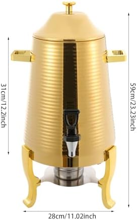 3.43Gallon Stainless Steel Hot Beverage Dispenser,Coffee Chafer Urn with Spigot&Fuel Holder,Cold&Hot Drinks Dispenser for Milk Coffee Tea Juice - Parties Catering Buffet Event (Gold,D) - Image 2