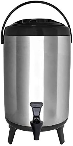Vollum Stainless Steel Insulated Beverage Dispenser – Insulated Thermal Hot and Cold Coffee Carafe – 10 Liter Drink Dispenser with Spigot for Hot Water, Tea & Coffee, Cold Milk, Juice & More BLACK by Vollum