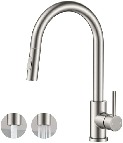 FORIOUS Kitchen Faucet, 2-Mode Pull Down Sprayer, Classic Stainless Steel by FORIOUS