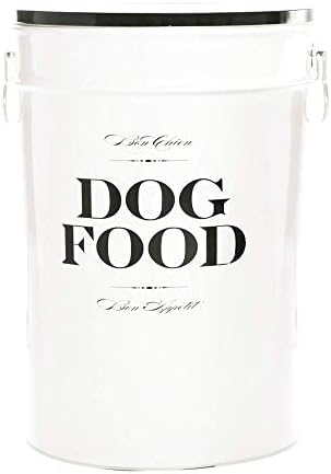 Harry Barker Bon Chien Dog Food Storage Canister – Medium 6.5 gallons, Airtight Stainless Steel Pet Food Container, Stylish Kitchen Counter Dog Kibble Storage with Easy-Open Lid - White by HarryBarker