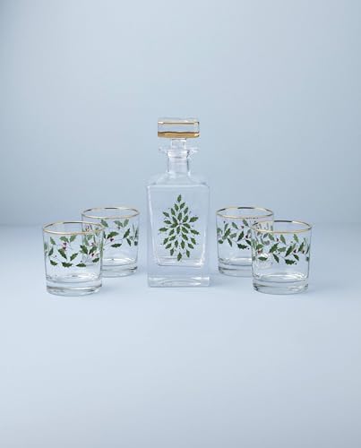 Lenox Holiday 5-Piece Whiskey Christmas Decanter and Glass Set - Image 2