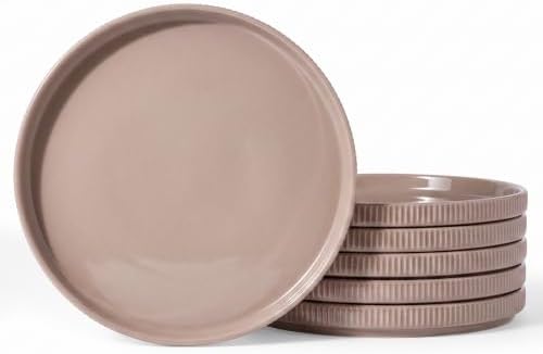 famiware Star 10/8 inches Dinner Plates Set for 6, Cinnamon Brown by Famiware