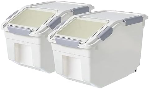 20Lb Food Storage Container with Scoop with Handle & Wheels, 2 Pack by jioko