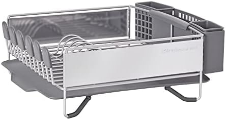 KitchenAid Compact Space Saving, Dish Rack with Removable Flatware Caddy and Angled Self Draining Drainboard, Satin Gray, 15-Inch-by-13.25-Inch by Unknown